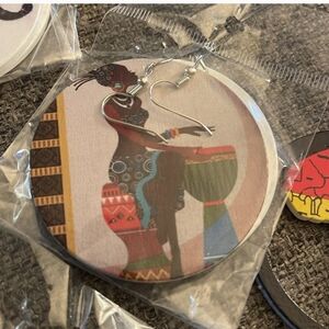 Colorful African Art Earrings